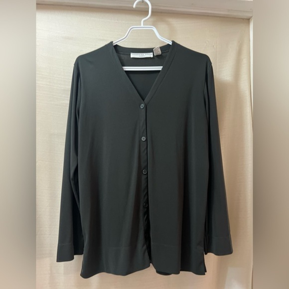 ⚫️ BOGO Dark green Button-Up Josephine Chaus Blouse size small - Picture 1 of 5